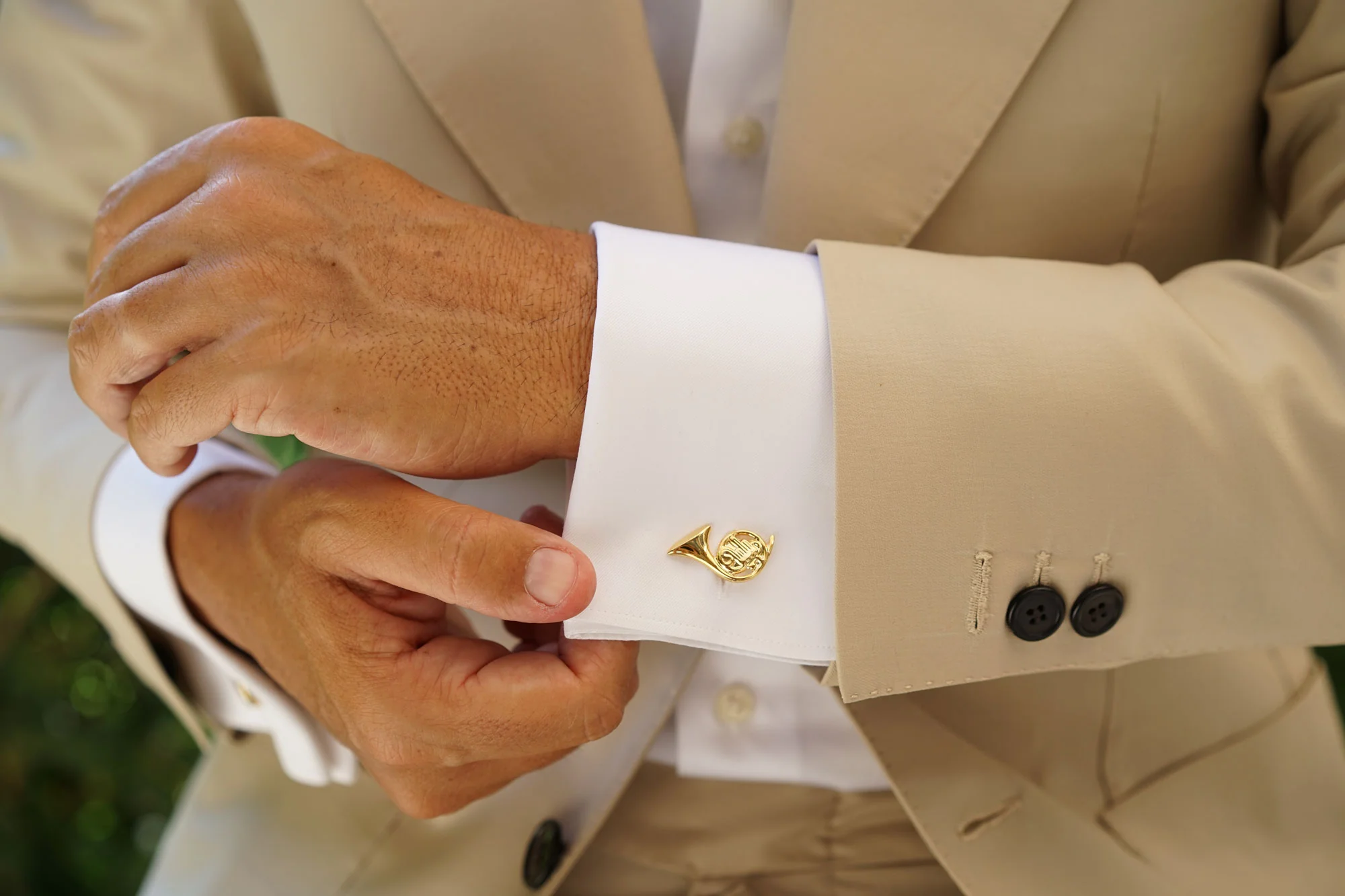 Jackie French Horn Gold Cufflinks - Image 7