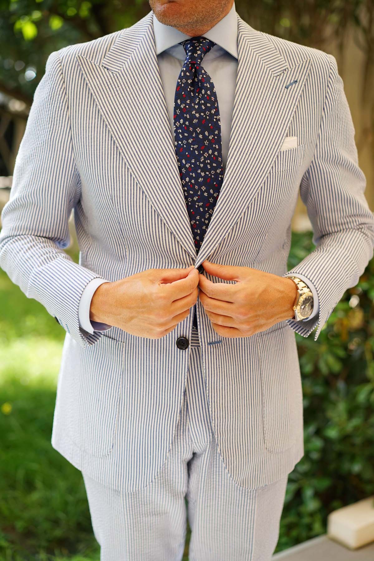 Jardin des Tuileries Navy Floral Necktie - Image 5