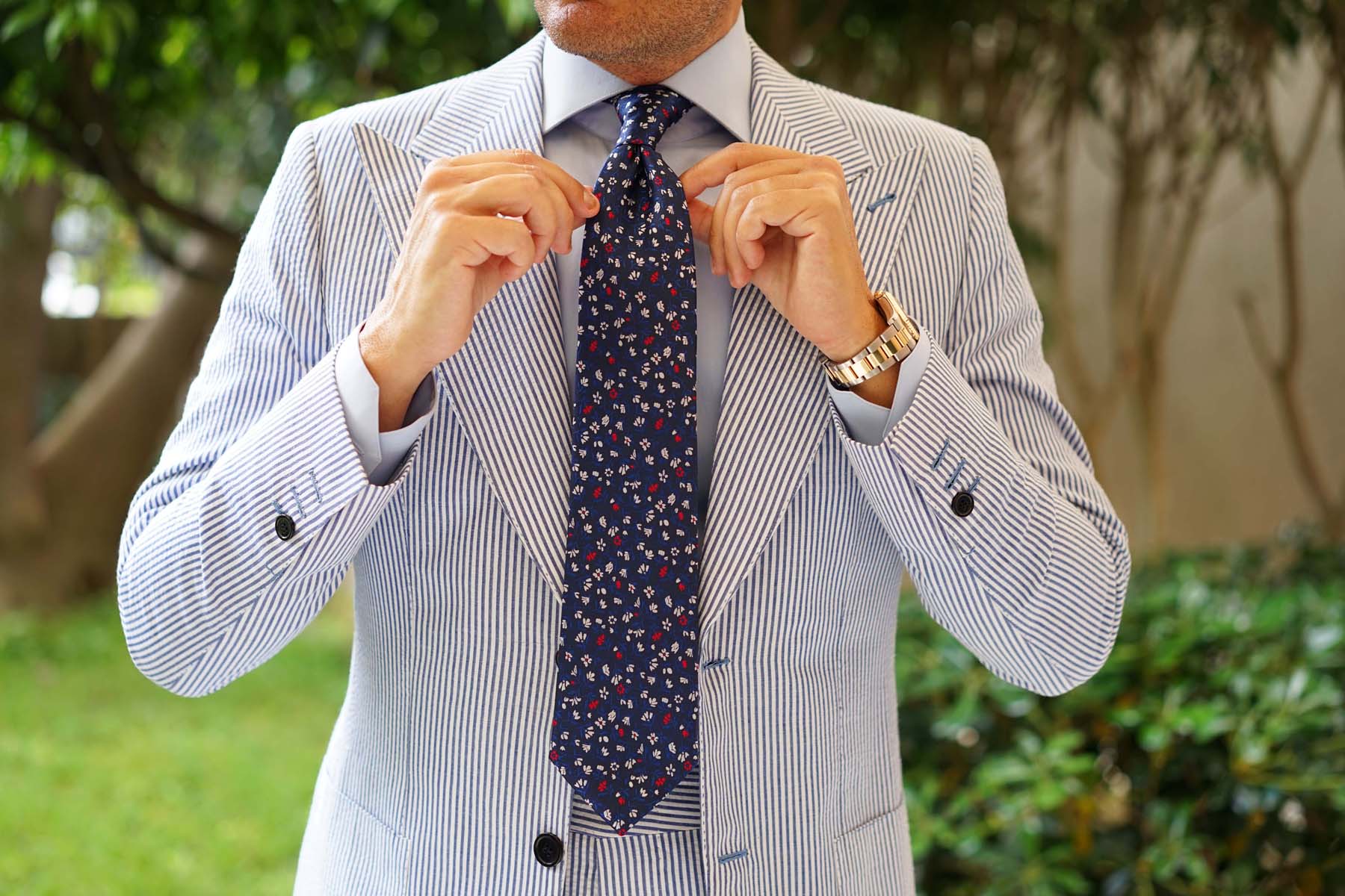 Jardin des Tuileries Navy Floral Necktie - Image 6