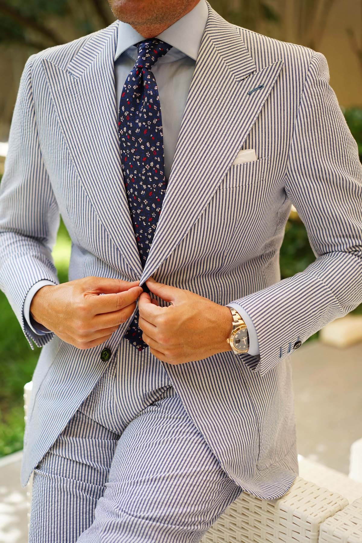 Jardin des Tuileries Navy Floral Necktie - Image 7