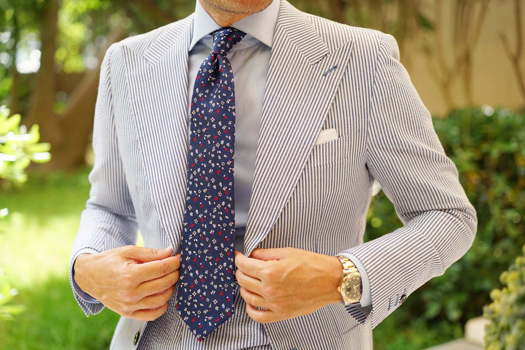 Jardin des Tuileries Navy Floral Necktie - Image 8