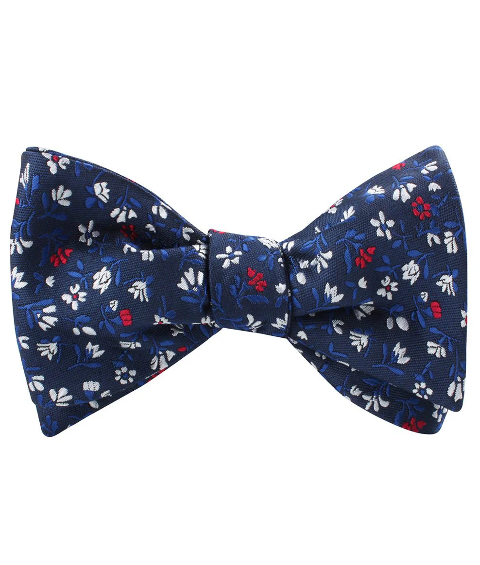 Jardin des Tuileries Navy Floral Self Bow Tie - Image 2