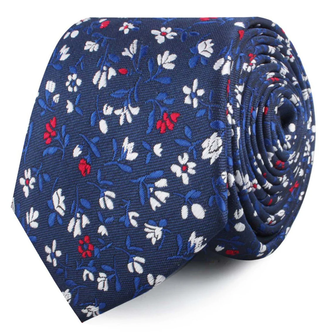 Jardin des Tuileries Navy Floral Skinny Tie - Image 2