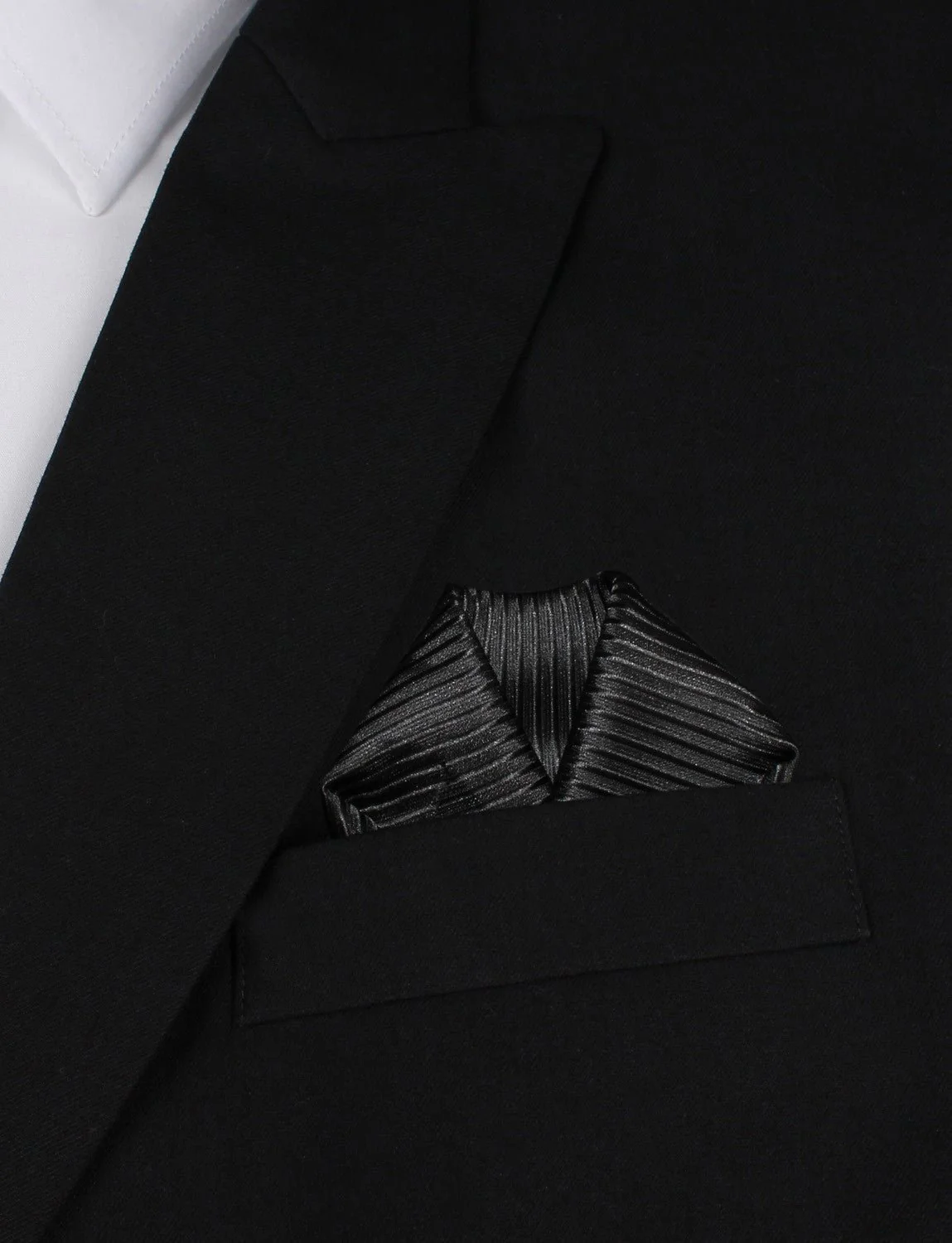 Jet Black Stripes Pocket Square - Image 4