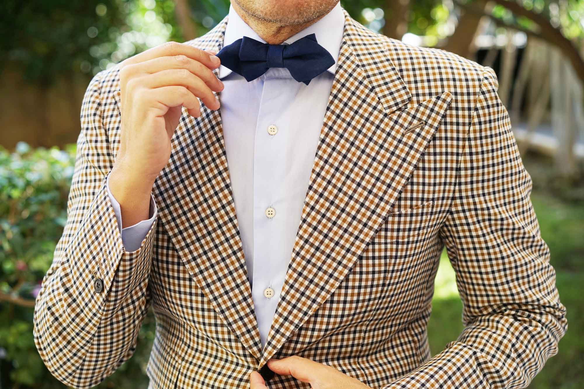 Jeune Fille Endormie Navy Linen Diamond Bow Tie - Image 7
