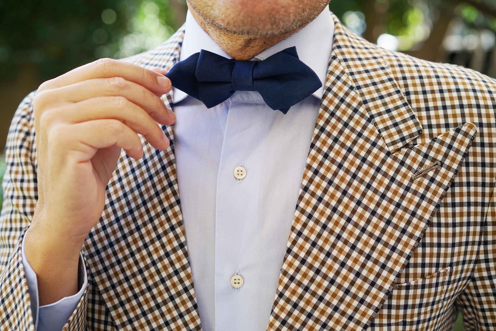Jeune Fille Endormie Navy Linen Diamond Bow Tie - Image 9