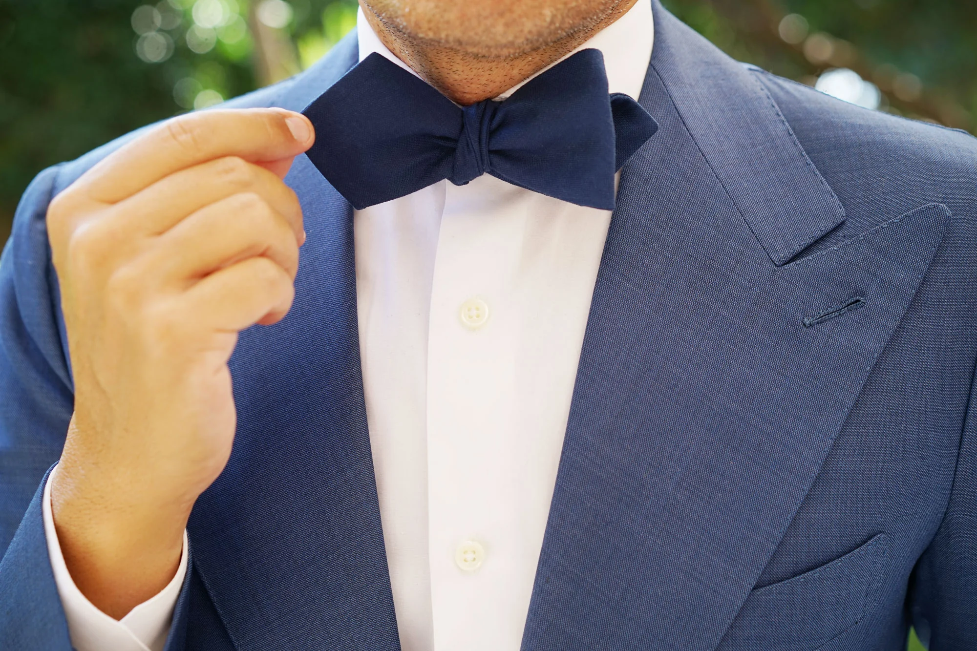 Jeune Fille Endormie Navy Linen Diamond Self Bow Tie - Image 8