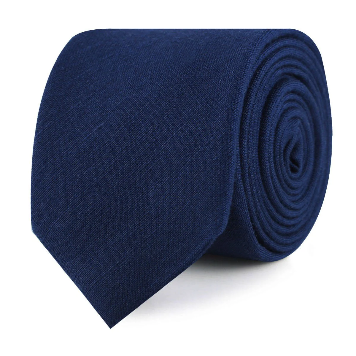 Jeune Fille Endormie Navy Linen Skinny Tie - Image 2