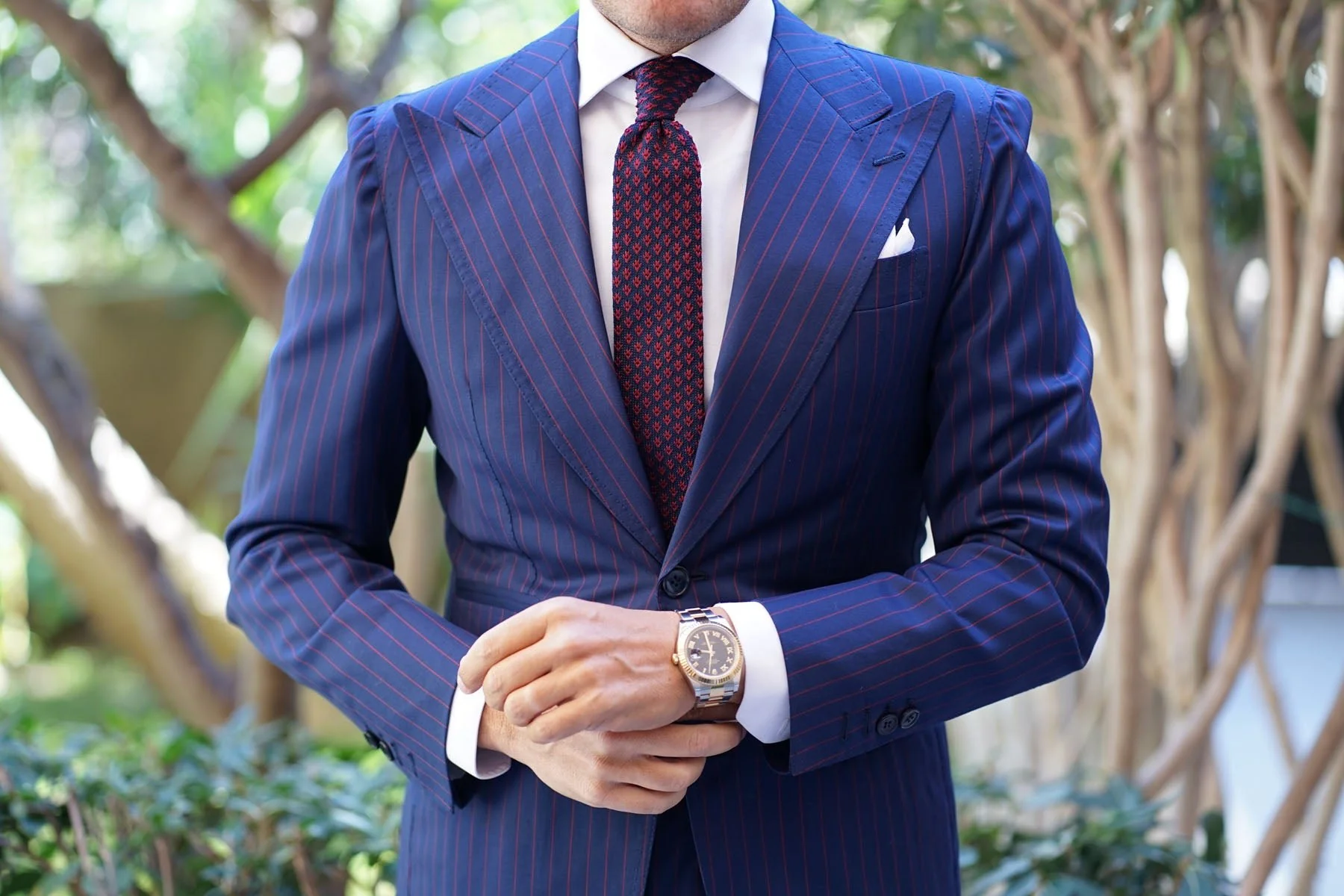 John D Rockefeller Maroon Knitted Tie - Image 10