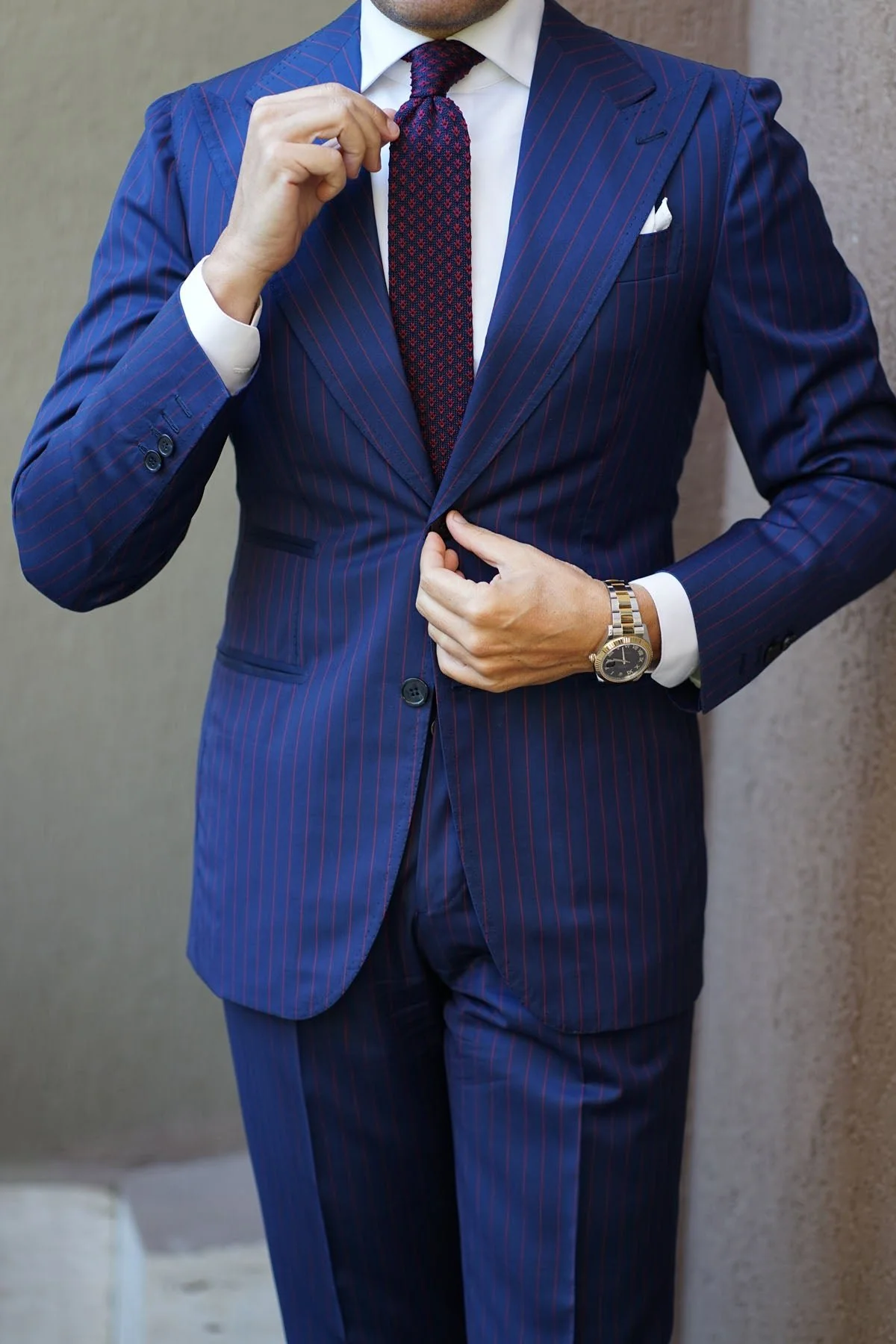 John D Rockefeller Maroon Knitted Tie - Image 11