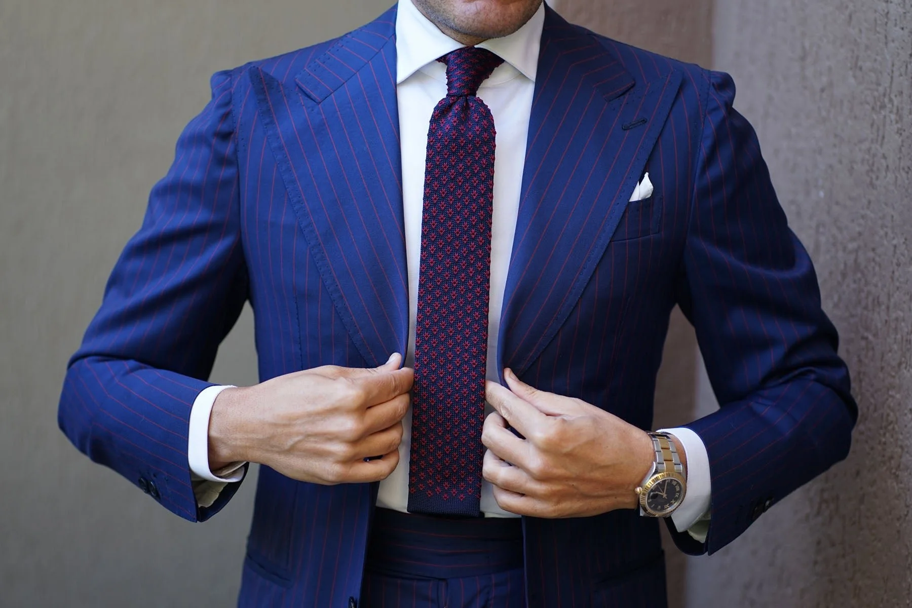 John D Rockefeller Maroon Knitted Tie - Image 12