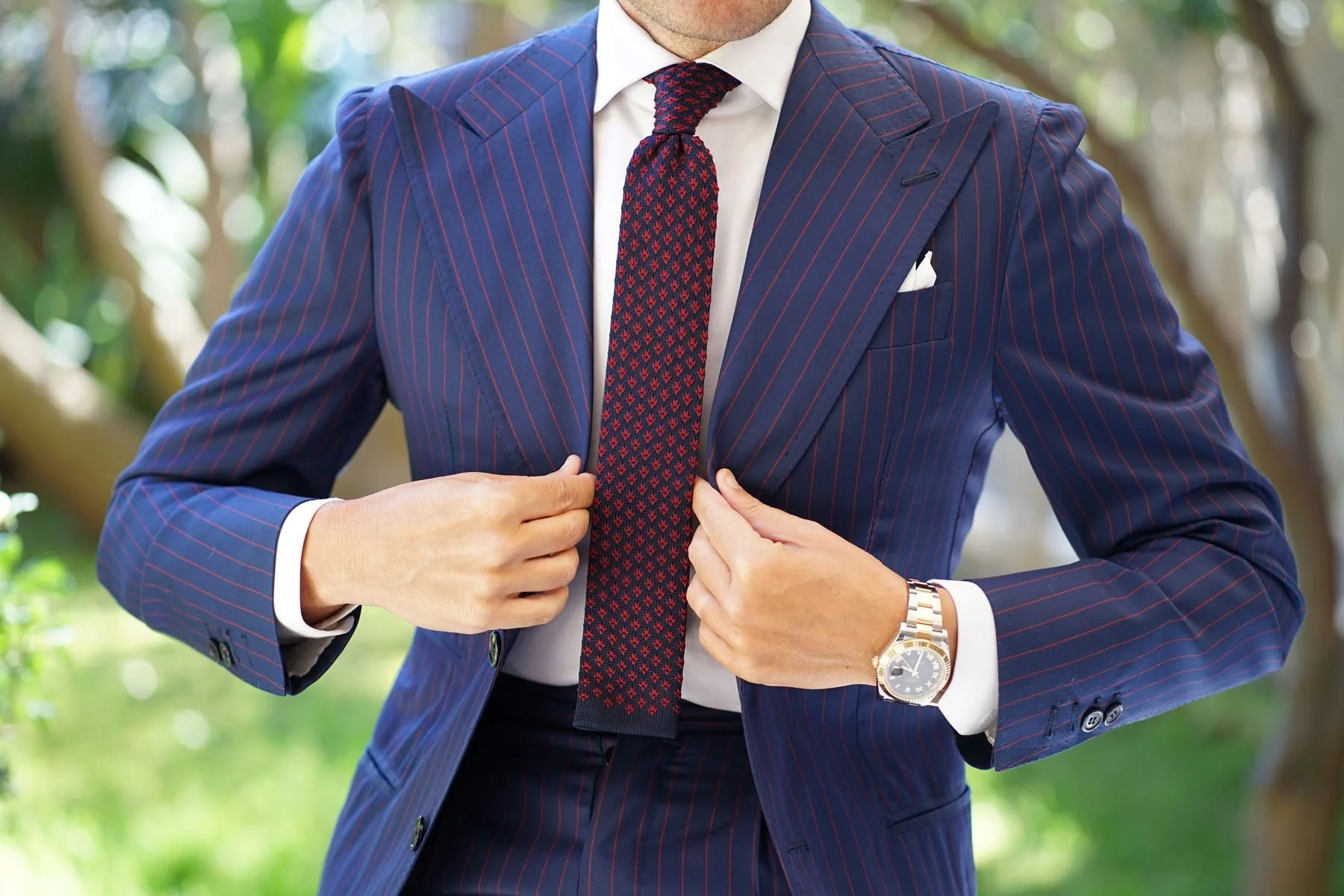 John D Rockefeller Maroon Knitted Tie - Image 3