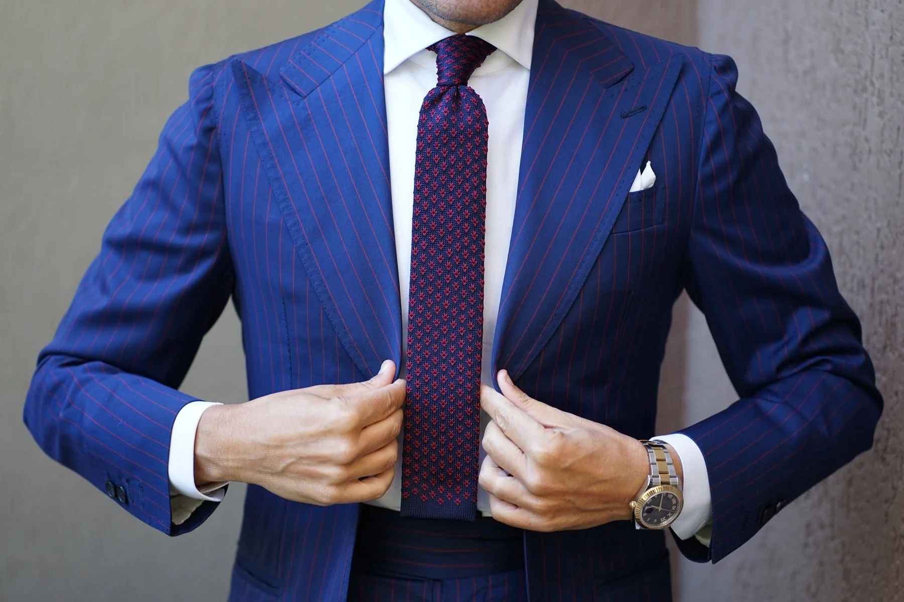 John D Rockefeller Maroon Knitted Tie - Image 5