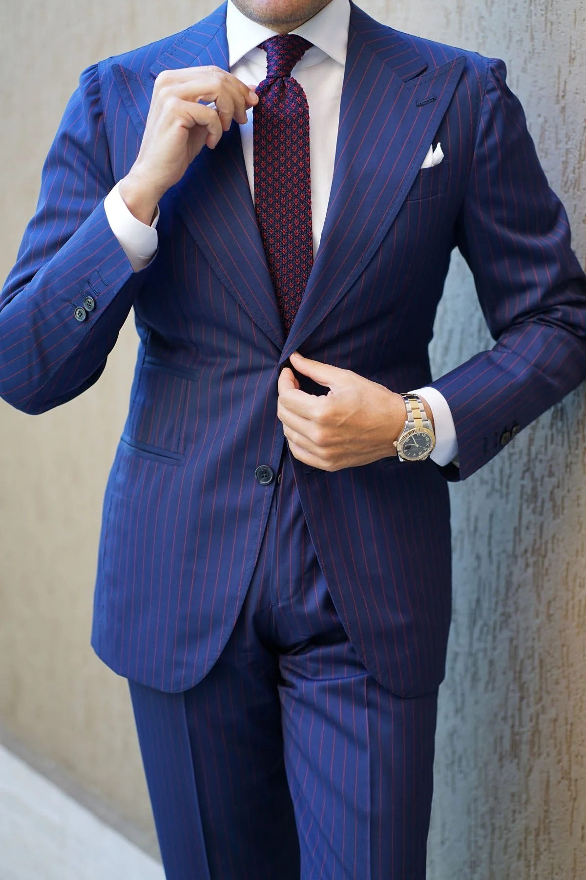 John D Rockefeller Maroon Knitted Tie - Image 7