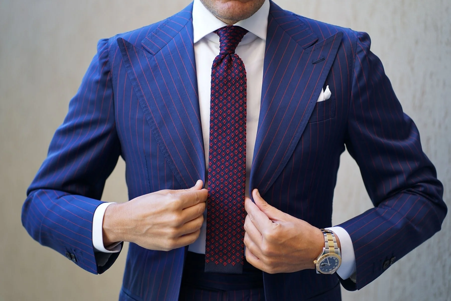 John D Rockefeller Maroon Knitted Tie - Image 8