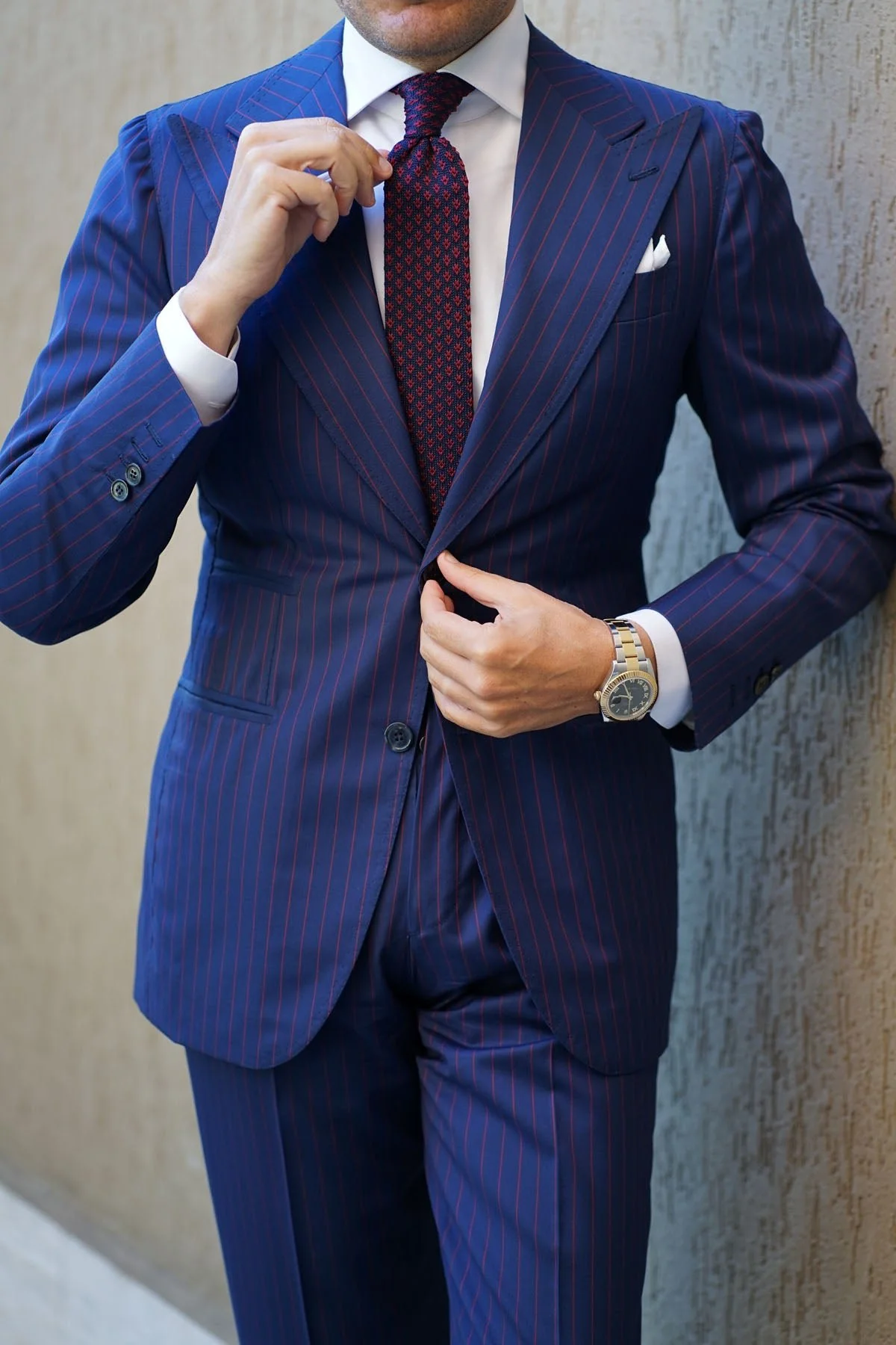 John D Rockefeller Maroon Knitted Tie - Image 9