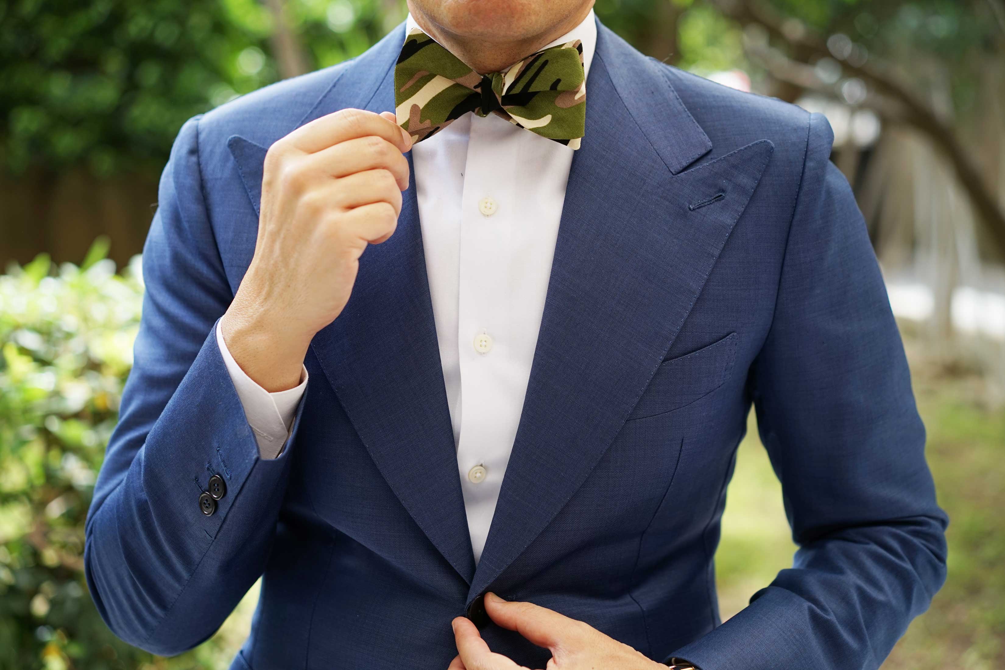 Jungle Green Camo Self Bow Tie - Image 6