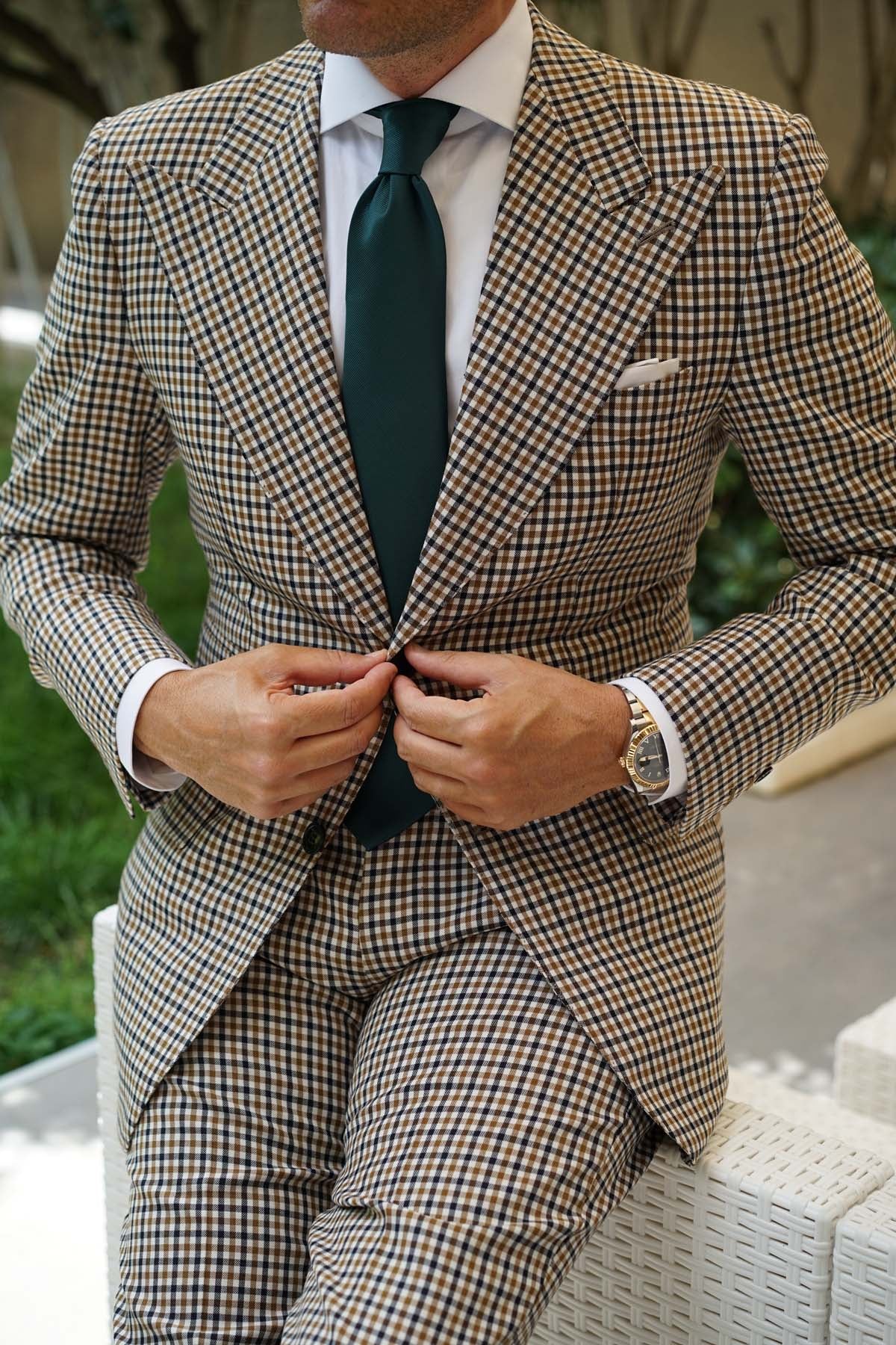 Juniper Dark Green Twill Necktie - Image 9