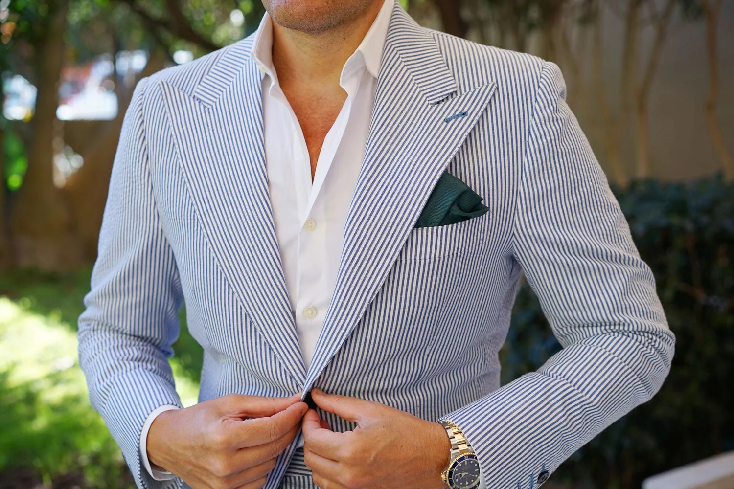 Juniper Dark Green Twill Pocket Square - Image 3