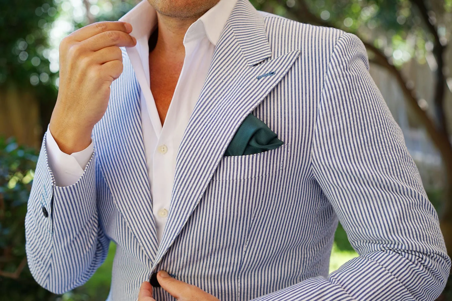 Juniper Dark Green Twill Pocket Square - Image 8