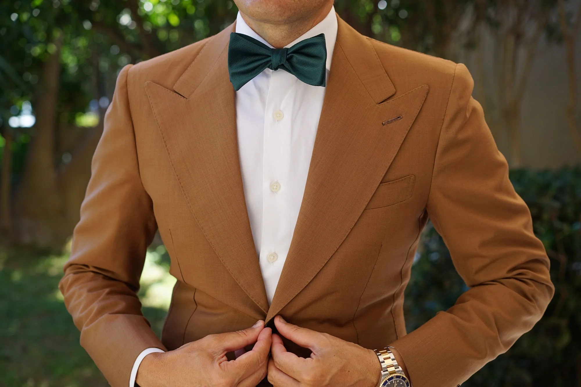 Juniper Dark Green Twill Self Bow Tie - Image 4