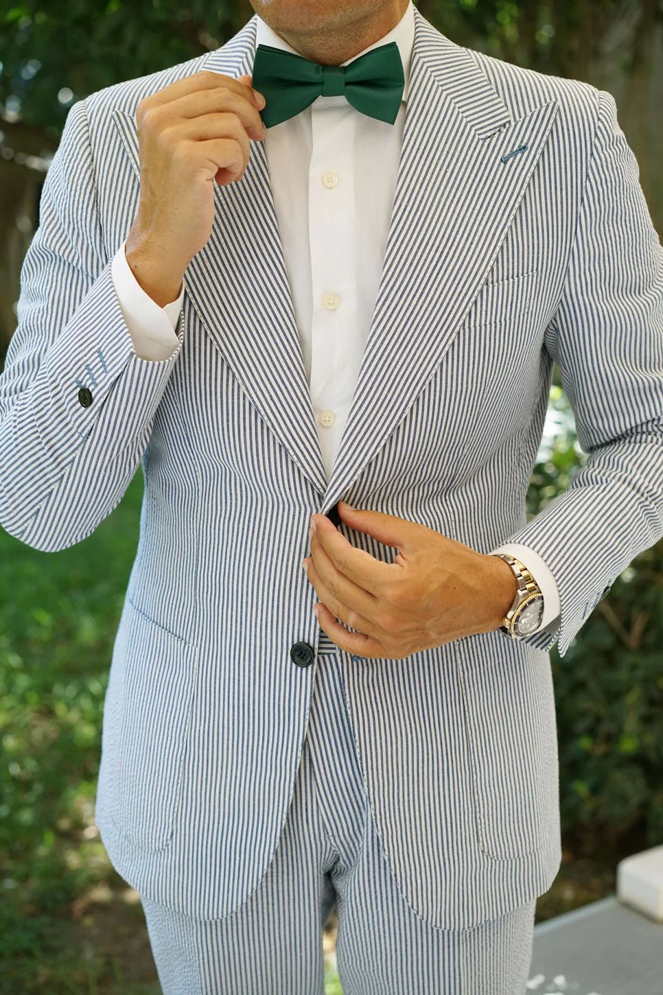 Juniper Green Satin Bow Tie - Image 4
