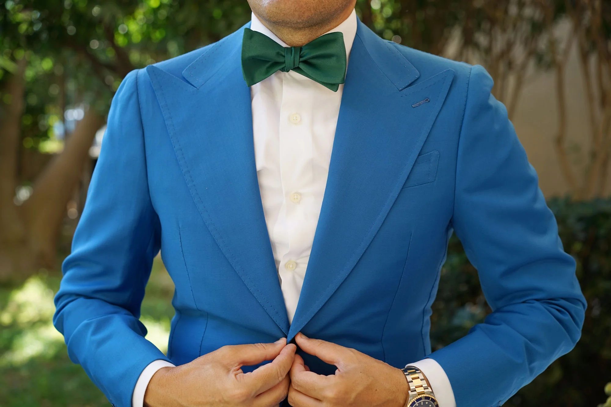 Juniper Green Satin Self Bow Tie - Image 10