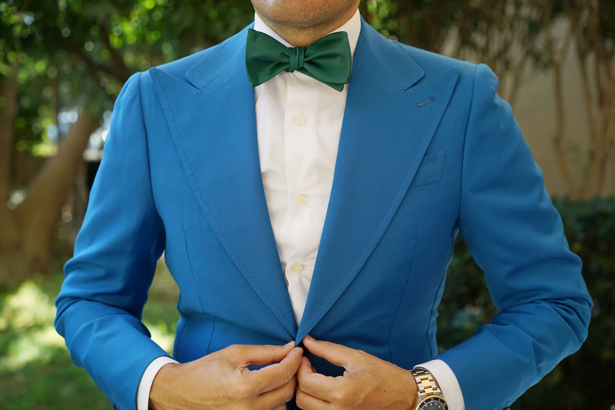 Juniper Green Satin Self Bow Tie - Image 4