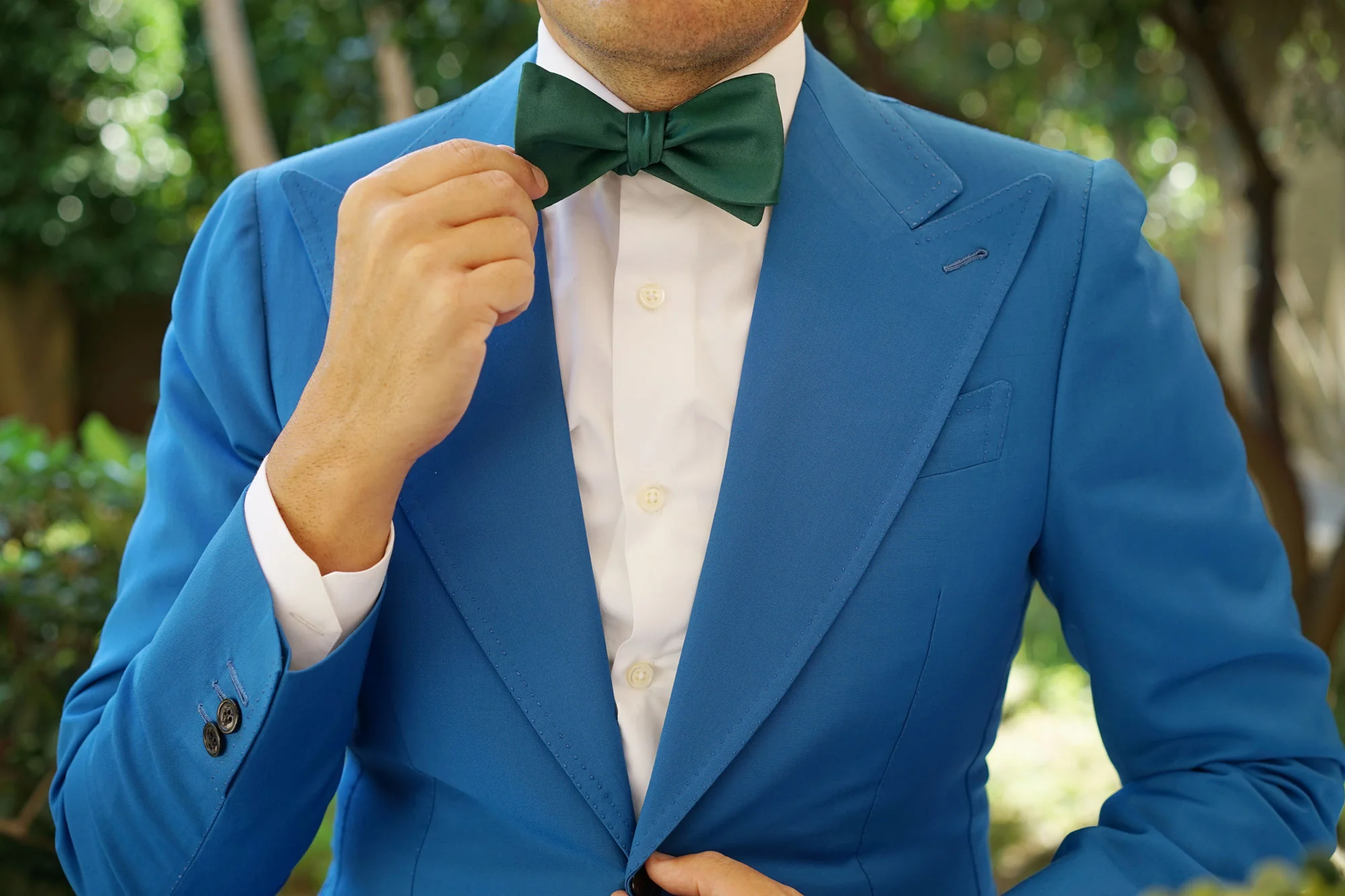 Juniper Green Satin Self Bow Tie - Image 6