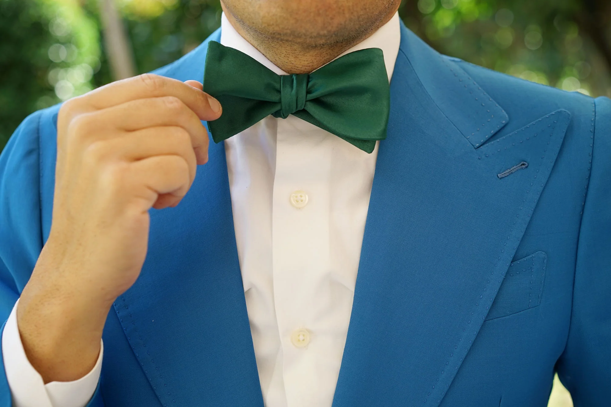Juniper Green Satin Self Bow Tie - Image 7