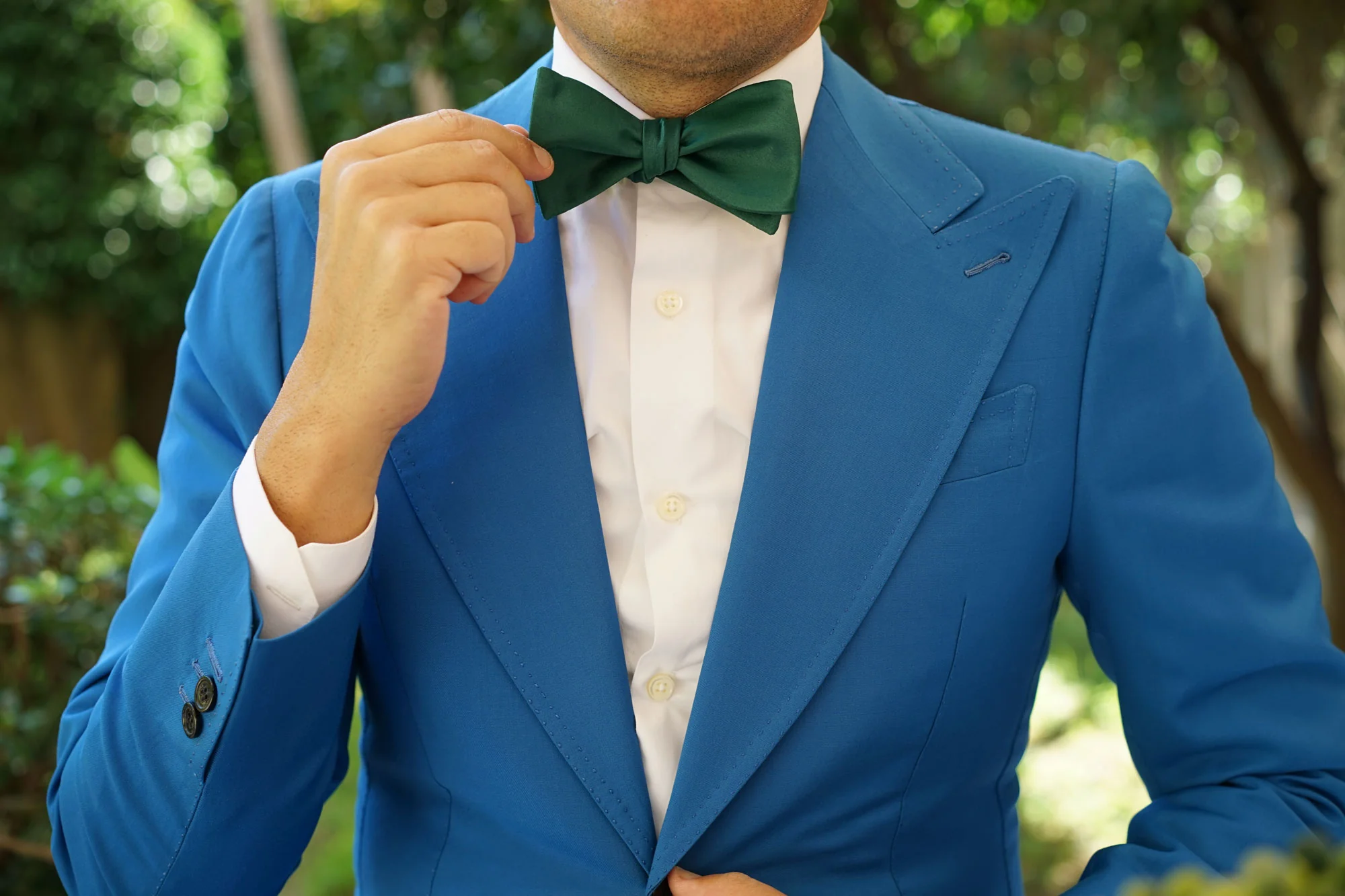 Juniper Green Satin Self Bow Tie - Image 9