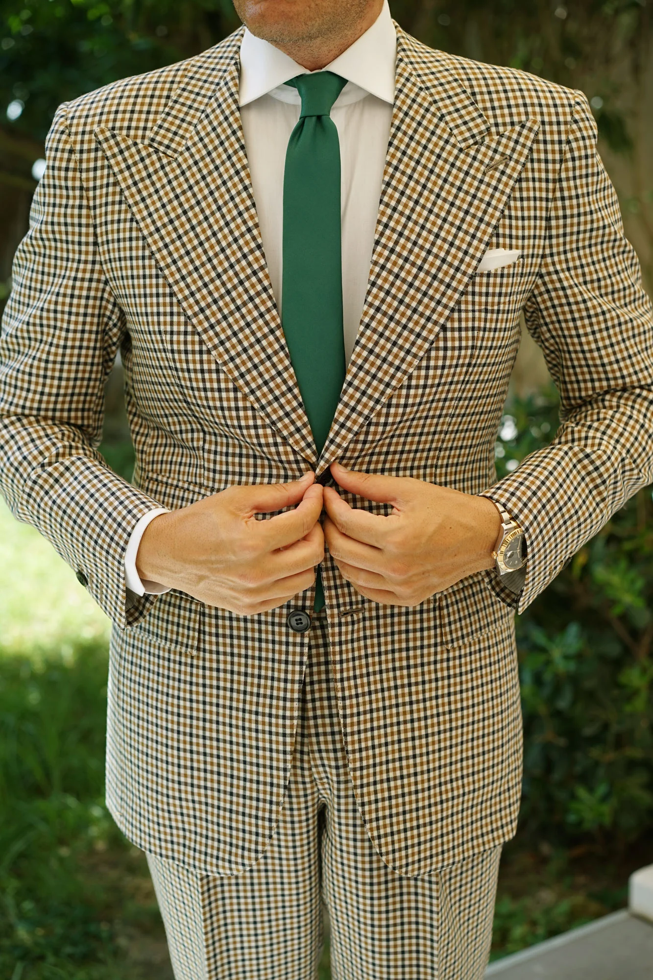 Juniper Green Satin Skinny Tie - Image 5