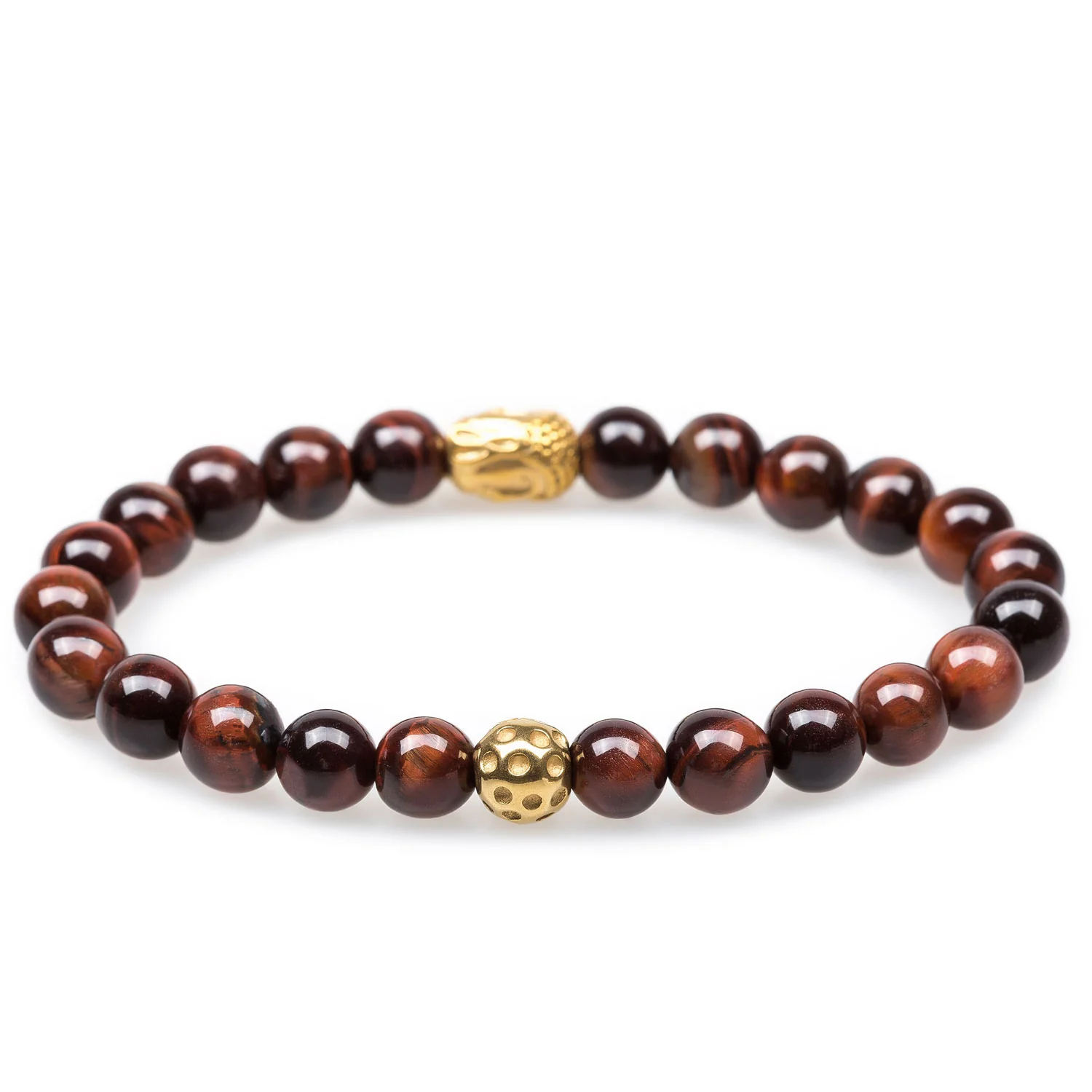 Kathmandu Red Tiger's Eye Gold Buddha Bracelet - Image 2