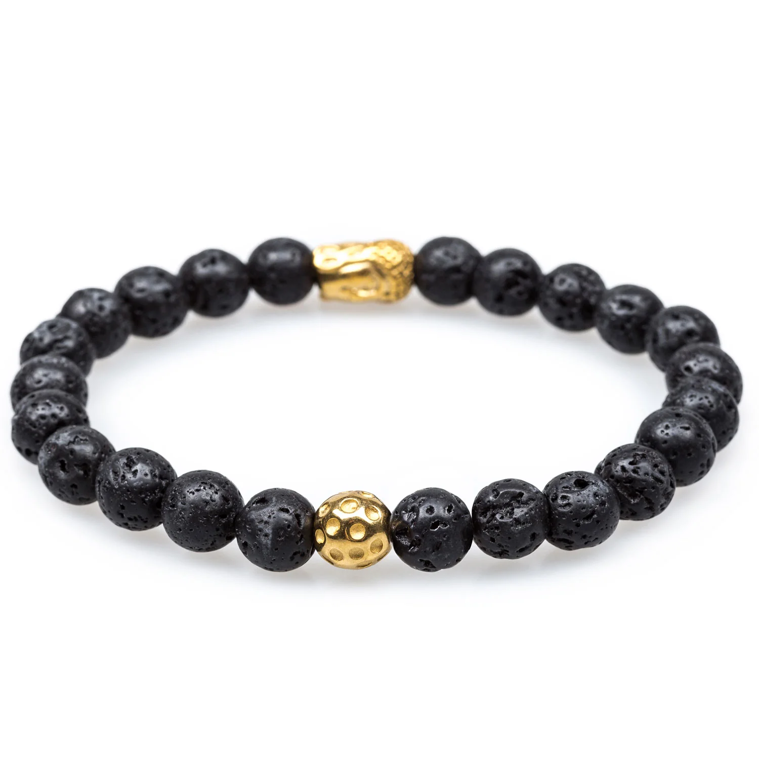 Kawagarbo Volcanic Rock Gold Buddha Bracelet - Image 2