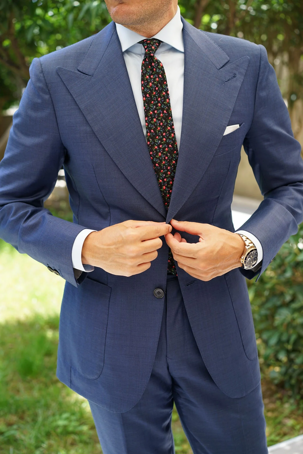 Kenrokuen Japanese Flower Skinny Tie - Image 5