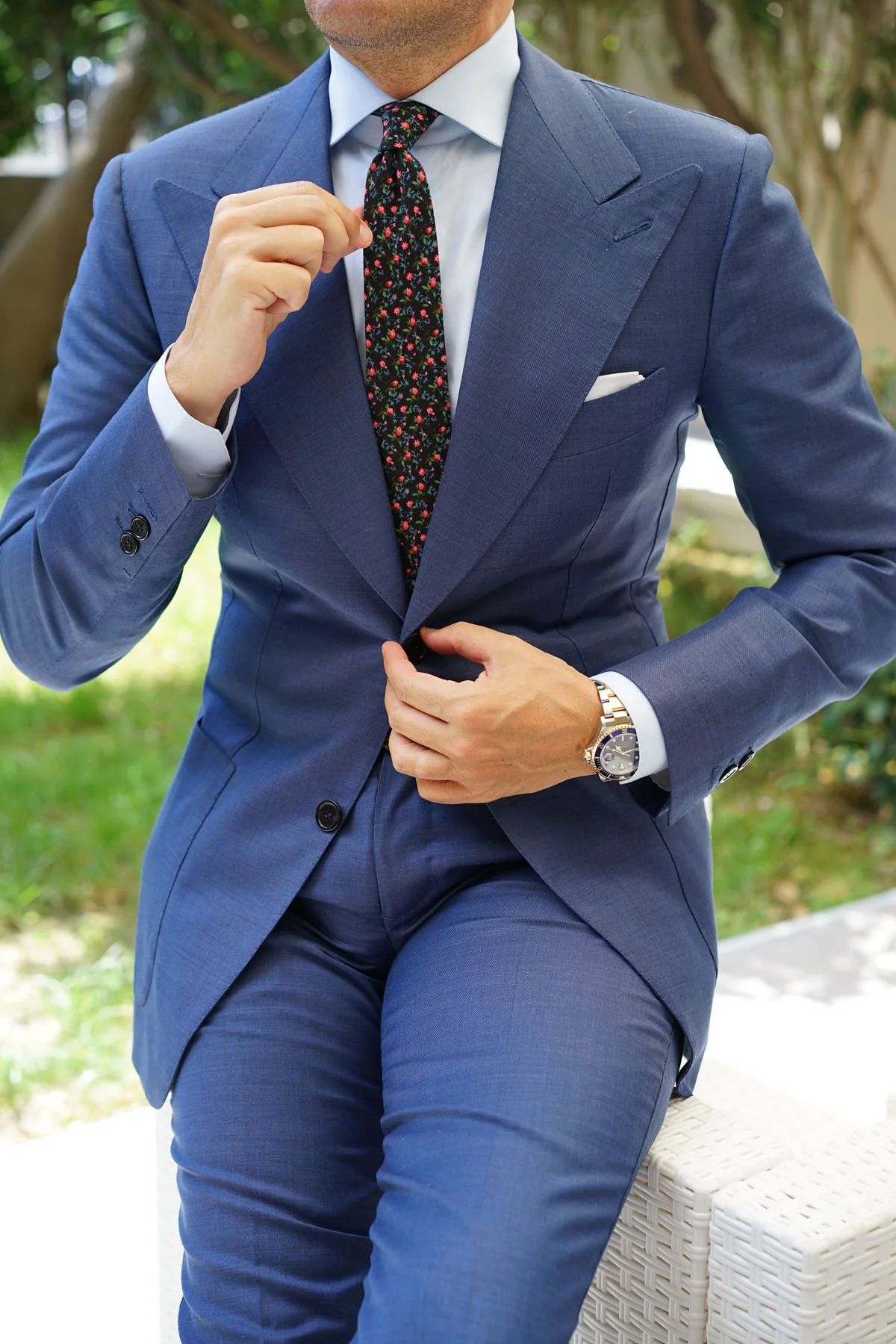 Kenrokuen Japanese Flower Skinny Tie - Image 7