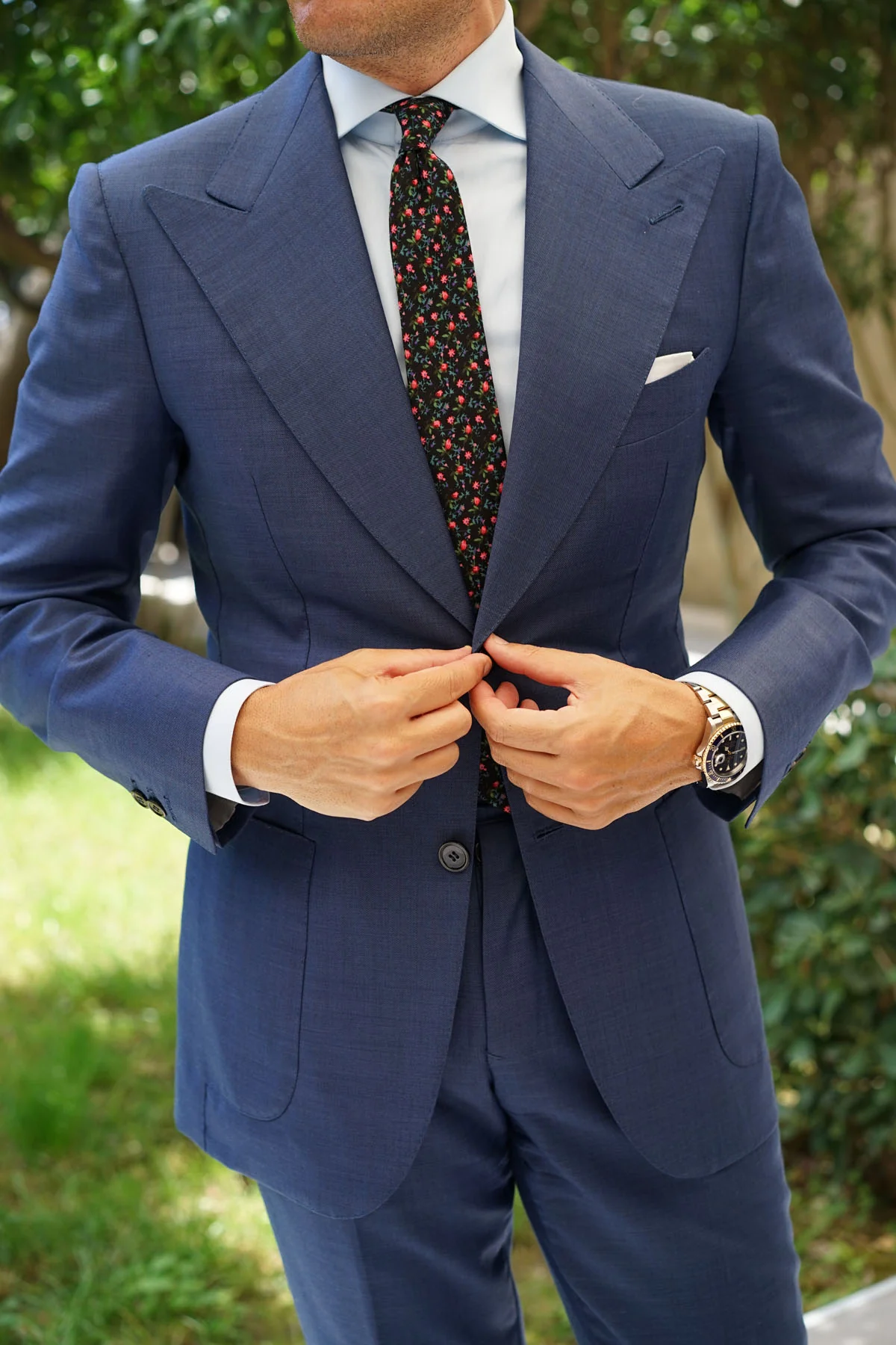 Kenrokuen Japanese Flower Skinny Tie - Image 8