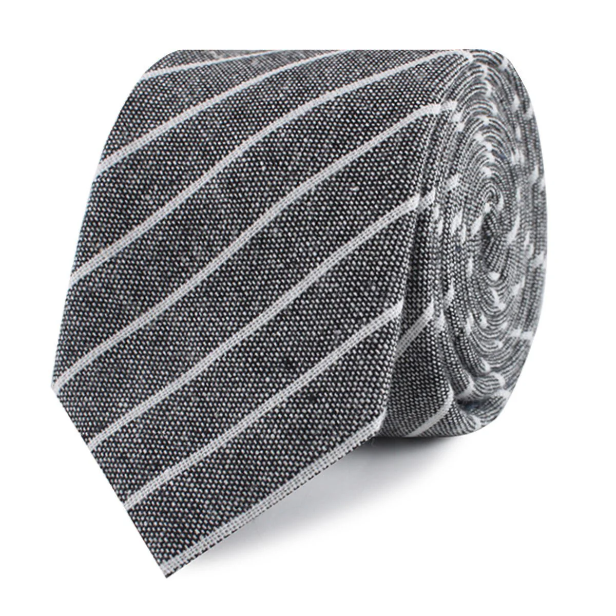 Kettle Linen Black Pinstripe Skinny Tie - Image 2