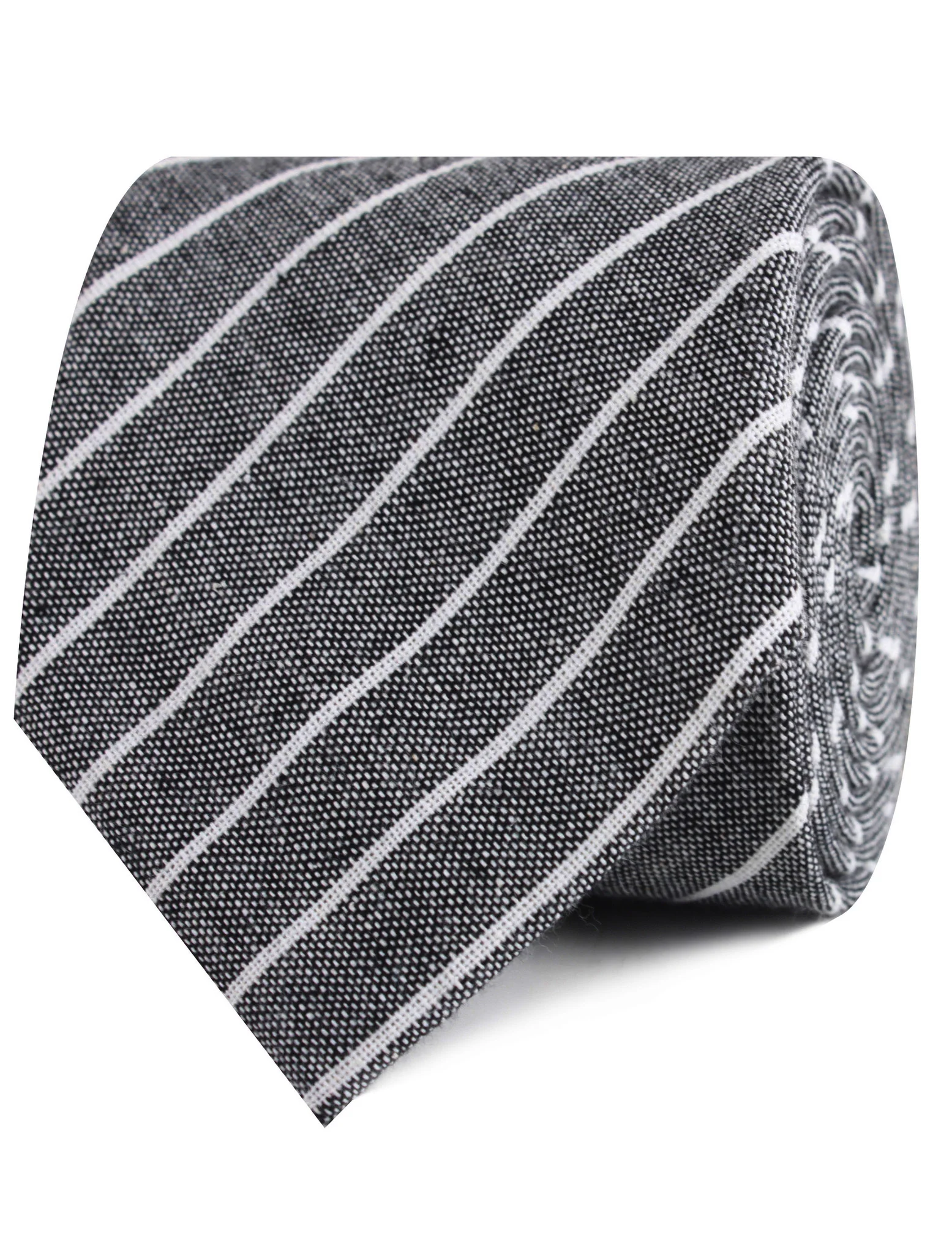Kettle Linen Black Pinstripe Tie - Image 2