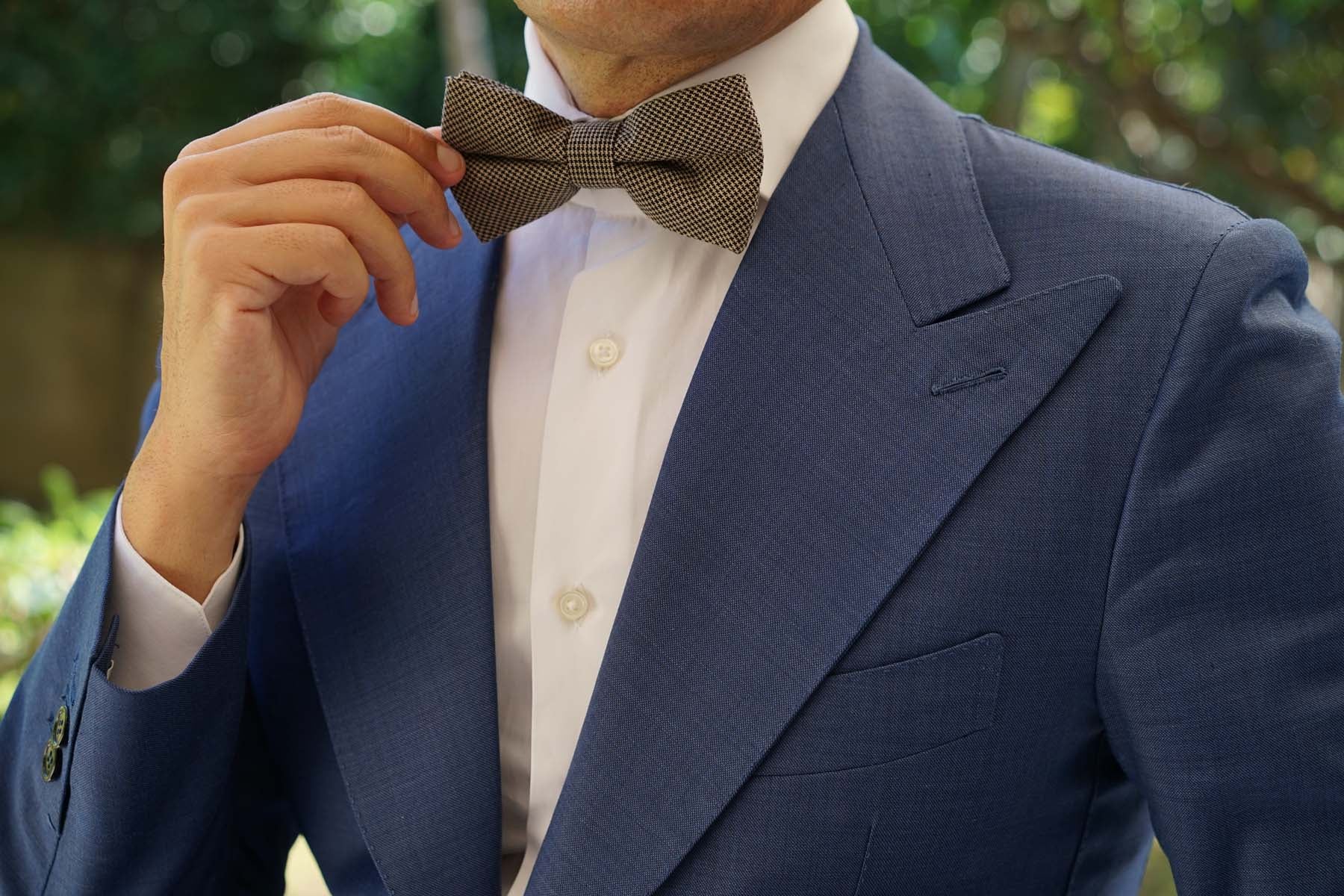Khaki Black Houndstooth Blend Bow Tie - Image 5