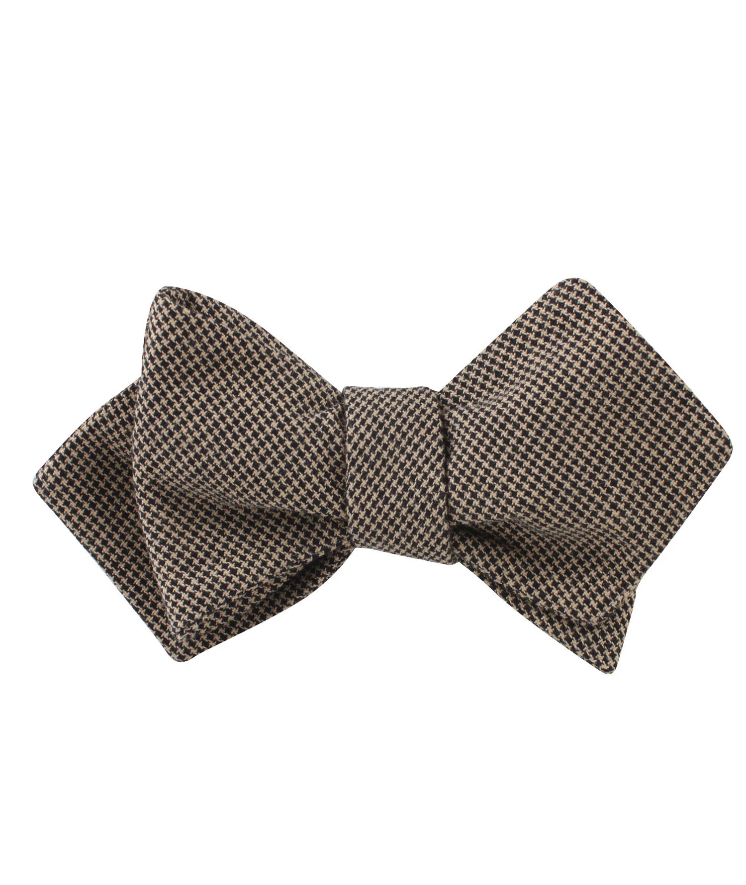 Khaki Black Houndstooth Blend Diamond Self Bow Tie - Image 2