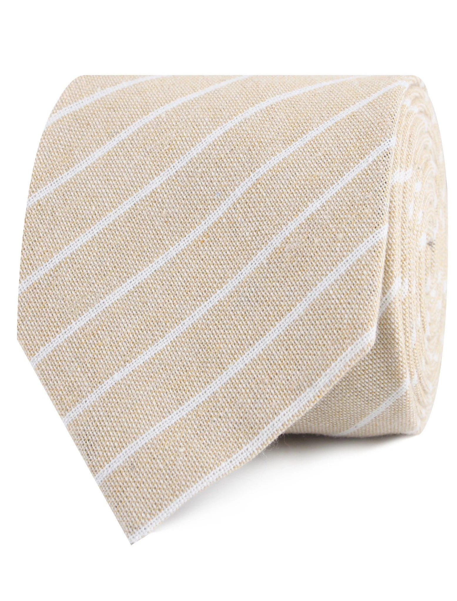Khaki Linen Pinstripe Tie - Image 2