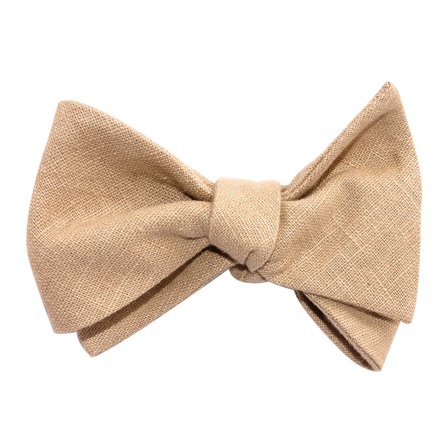 Khaki Linen Self Tie Bow Tie - Image 4