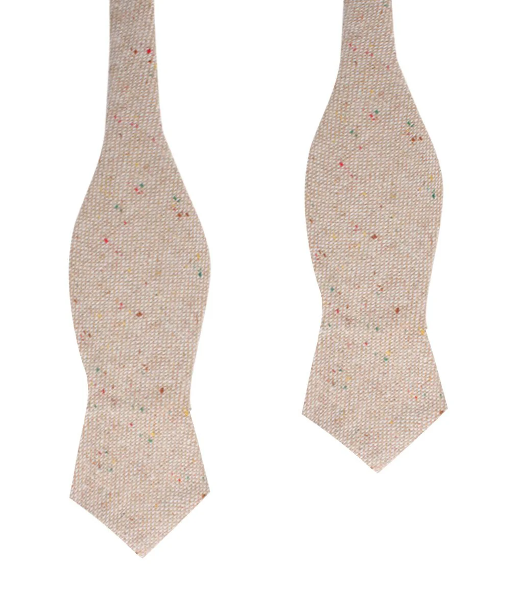 Khaki Sharkskin Diamond Self Bow Tie