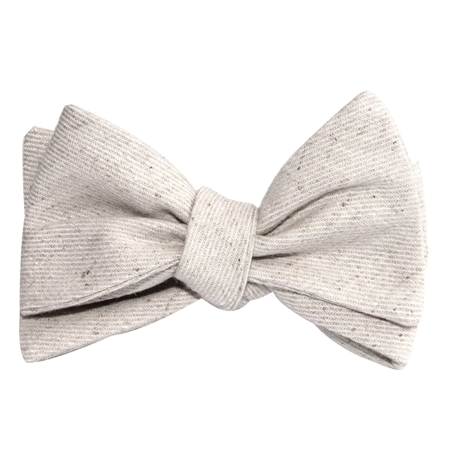 Khaki Twill Stripe Linen Self Tie Bow Tie - Image 4