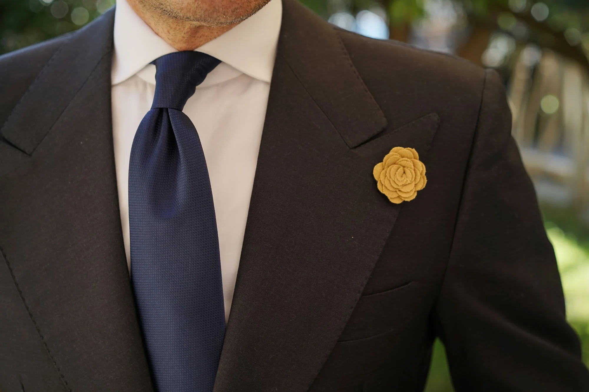 Khaki Wool Flower Lapel Pin - Image 8