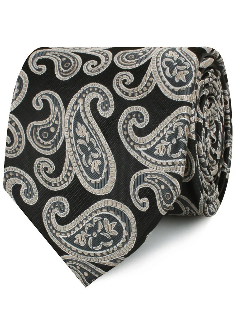 King of Persia Black Paisley Necktie - Image 2