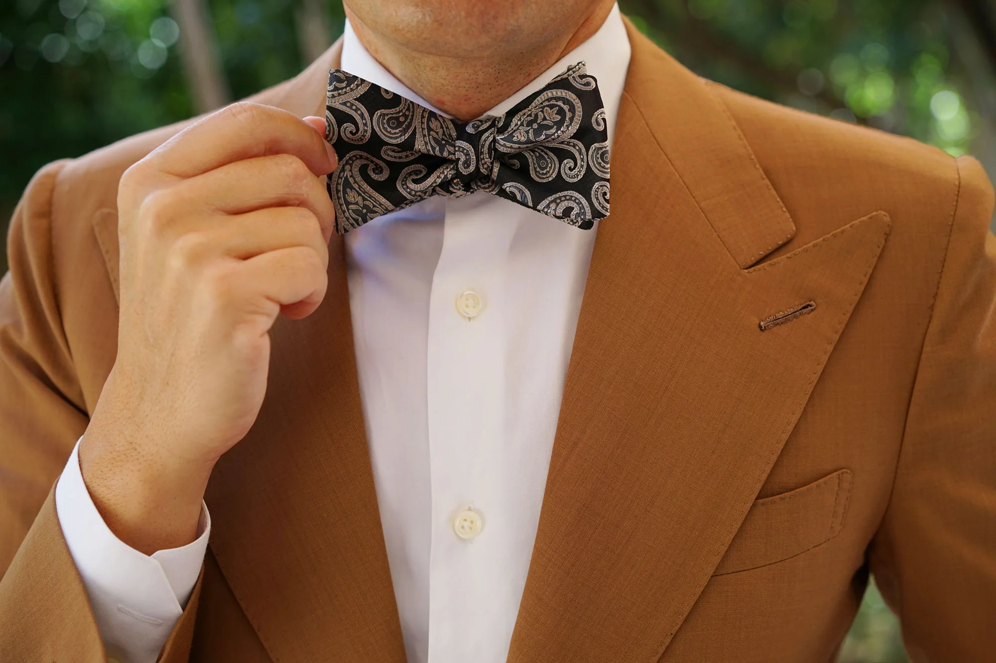 King of Persia Black Paisley Self Bow Tie - Image 8
