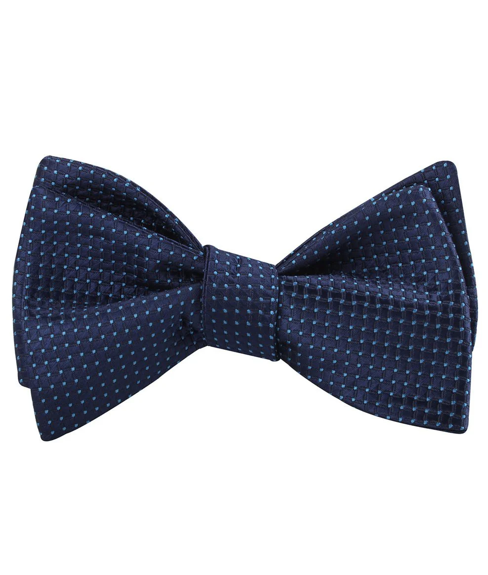 Kroc Blue Pin Dot Self Bow Tie - Image 2