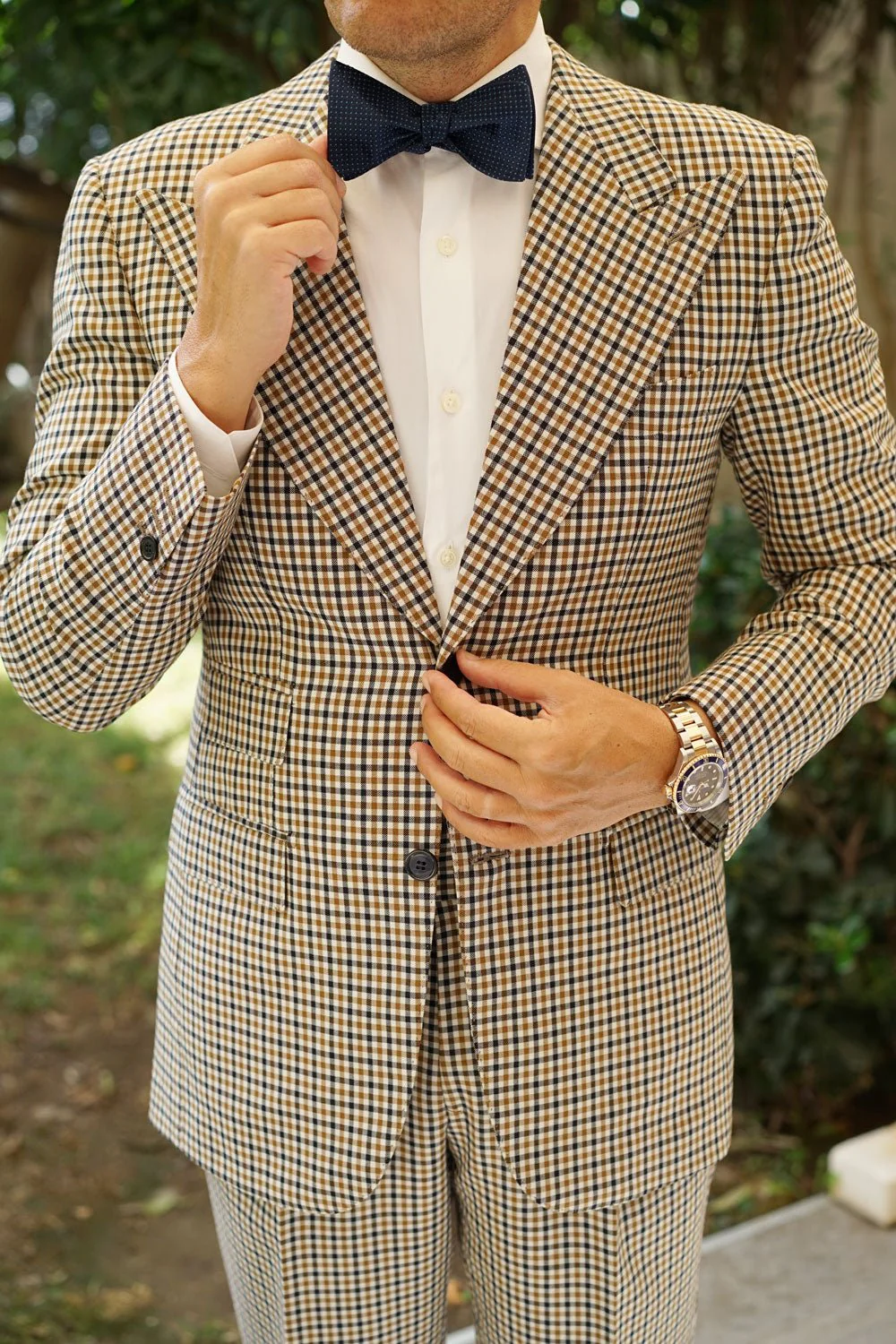 Kroc Blue Pin Dot Self Bow Tie - Image 5